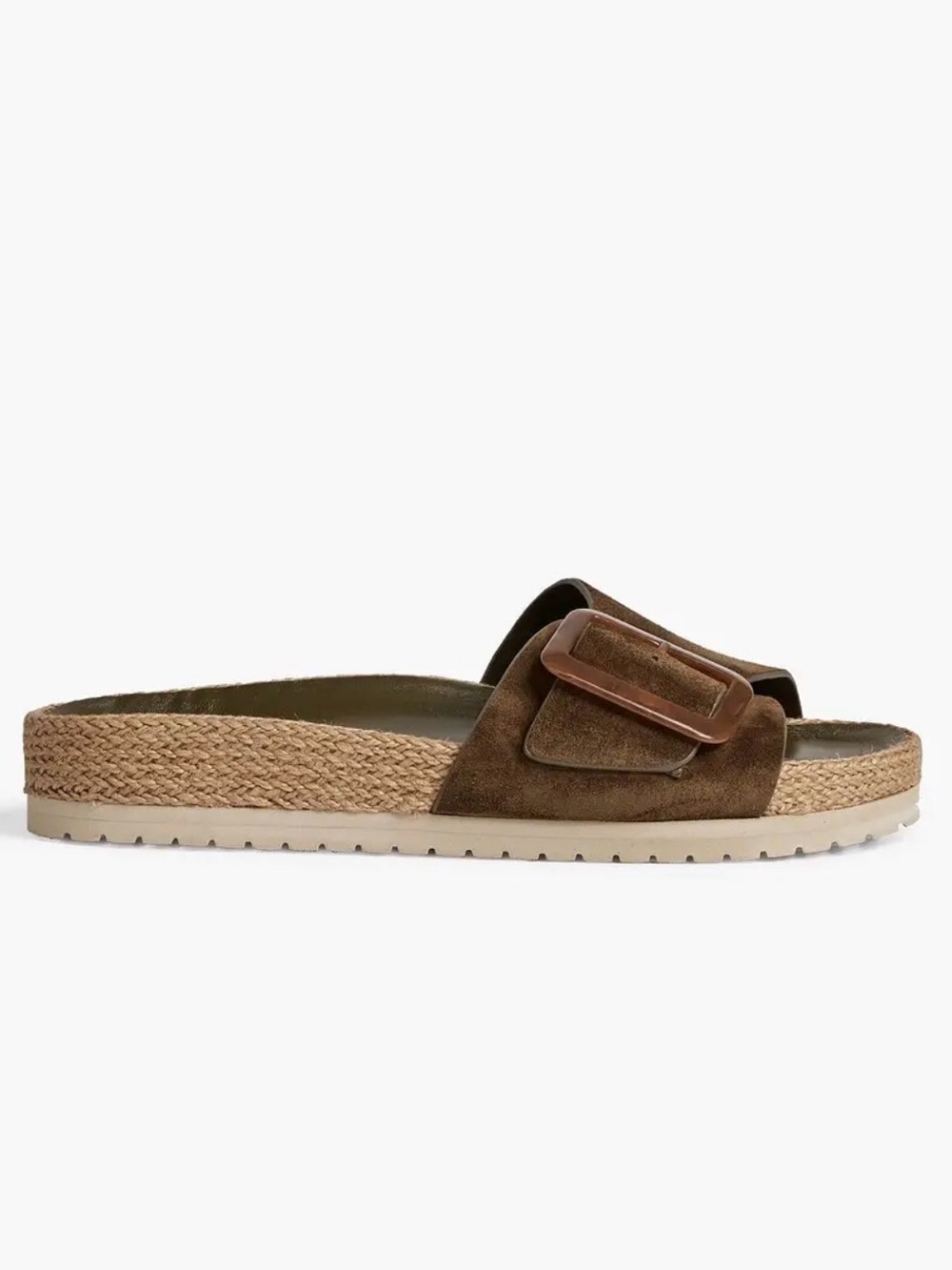 Vince spruce green Grant Suede Buckle Espadrille Slide - size 7.5